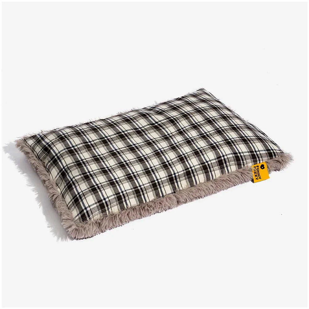 Classical Plaid Dual-Sided Removable Plush Calming Dog Mat