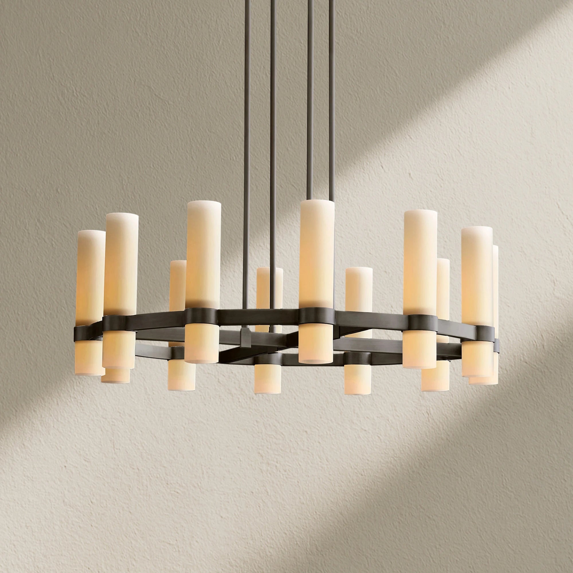 Lavefz Round Milk Glass Chandelier
