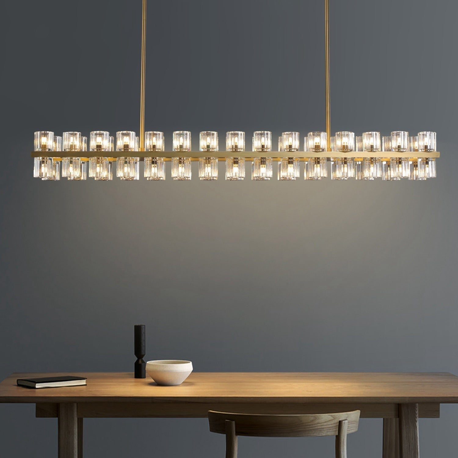 Arcfz Crystal Rectangular Chandelier 72"