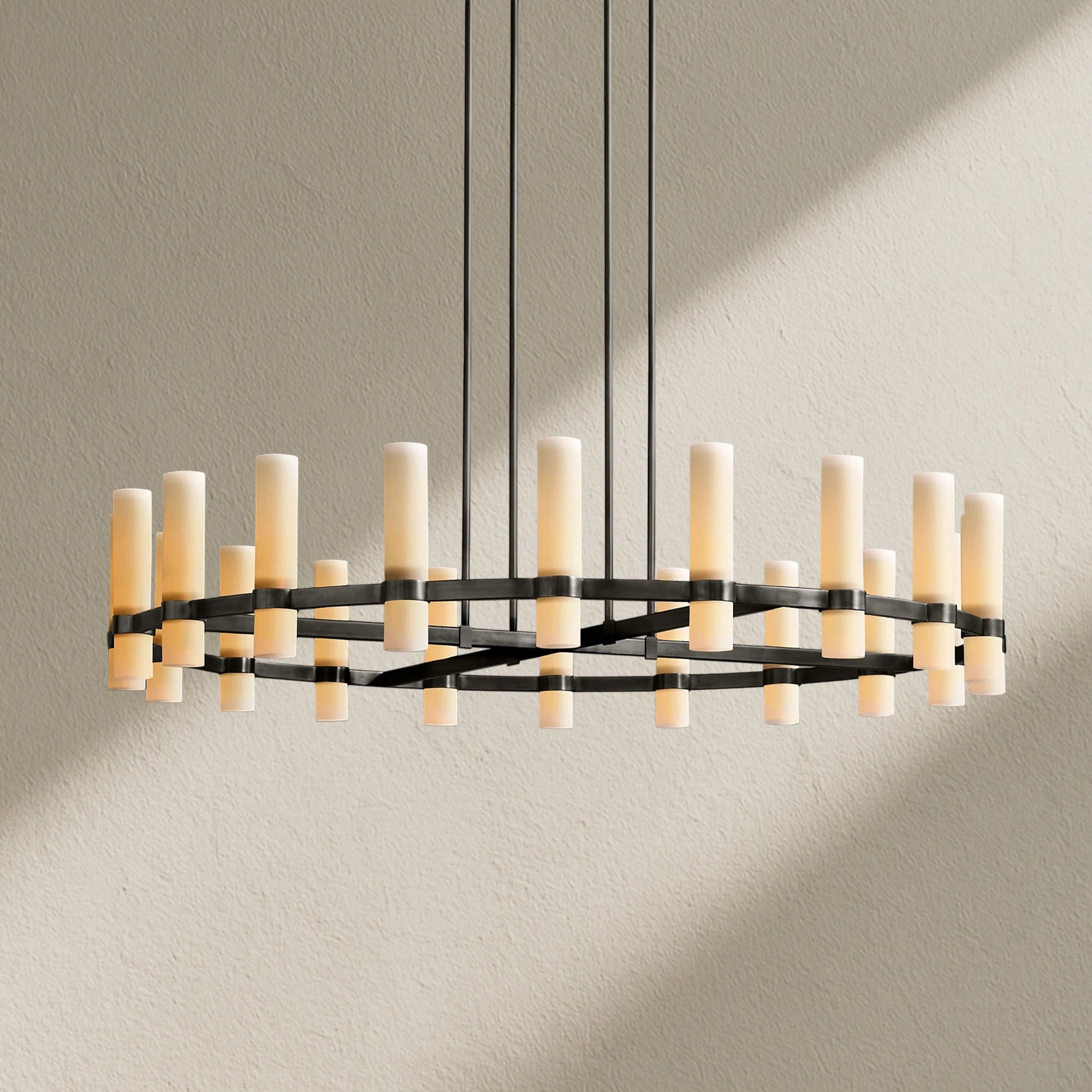 Ravfz Round Milk Glass Chandelier