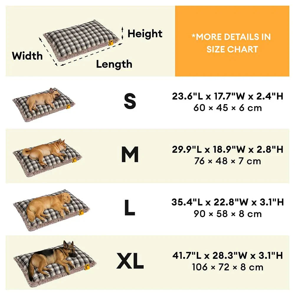 Classical Plaid Dual-Sided Removable Plush Calming Dog Mat