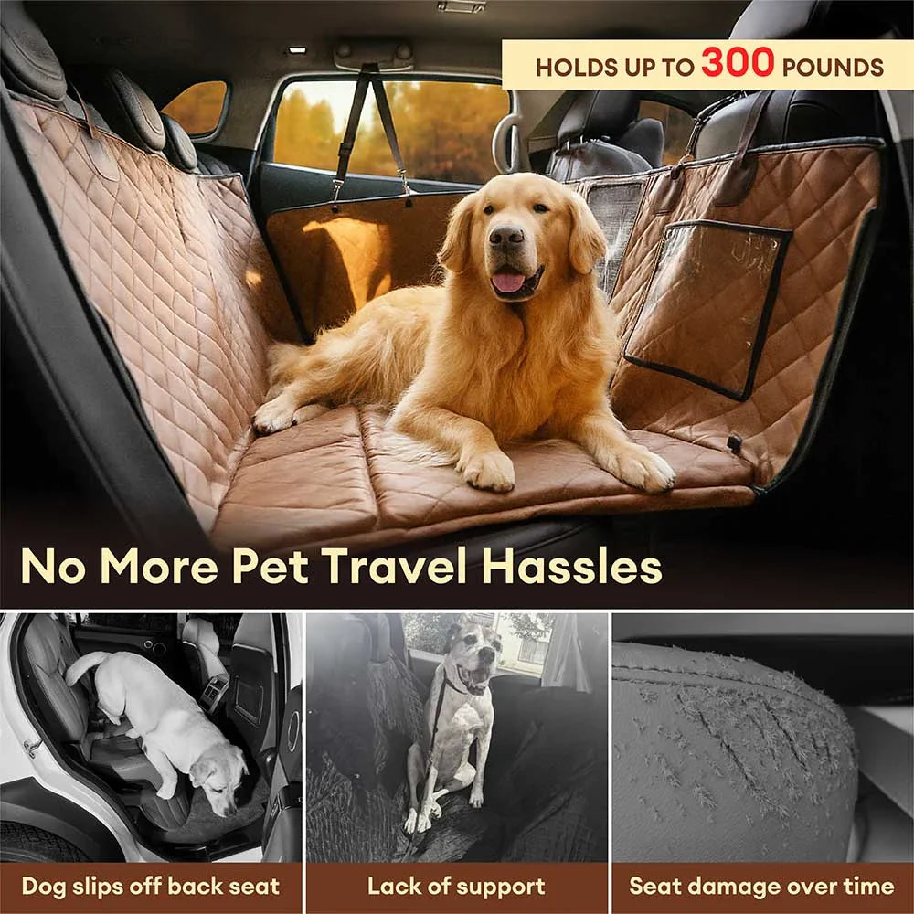 Premium Faux Leather Water-repellent Hammock Dog Car Seat Cover - RideProtector