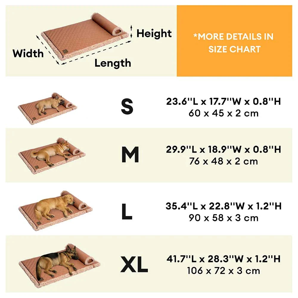 Dual-Sided Faux Leather＆Warm Plush Removable Sponge Dog Mat With Pillow