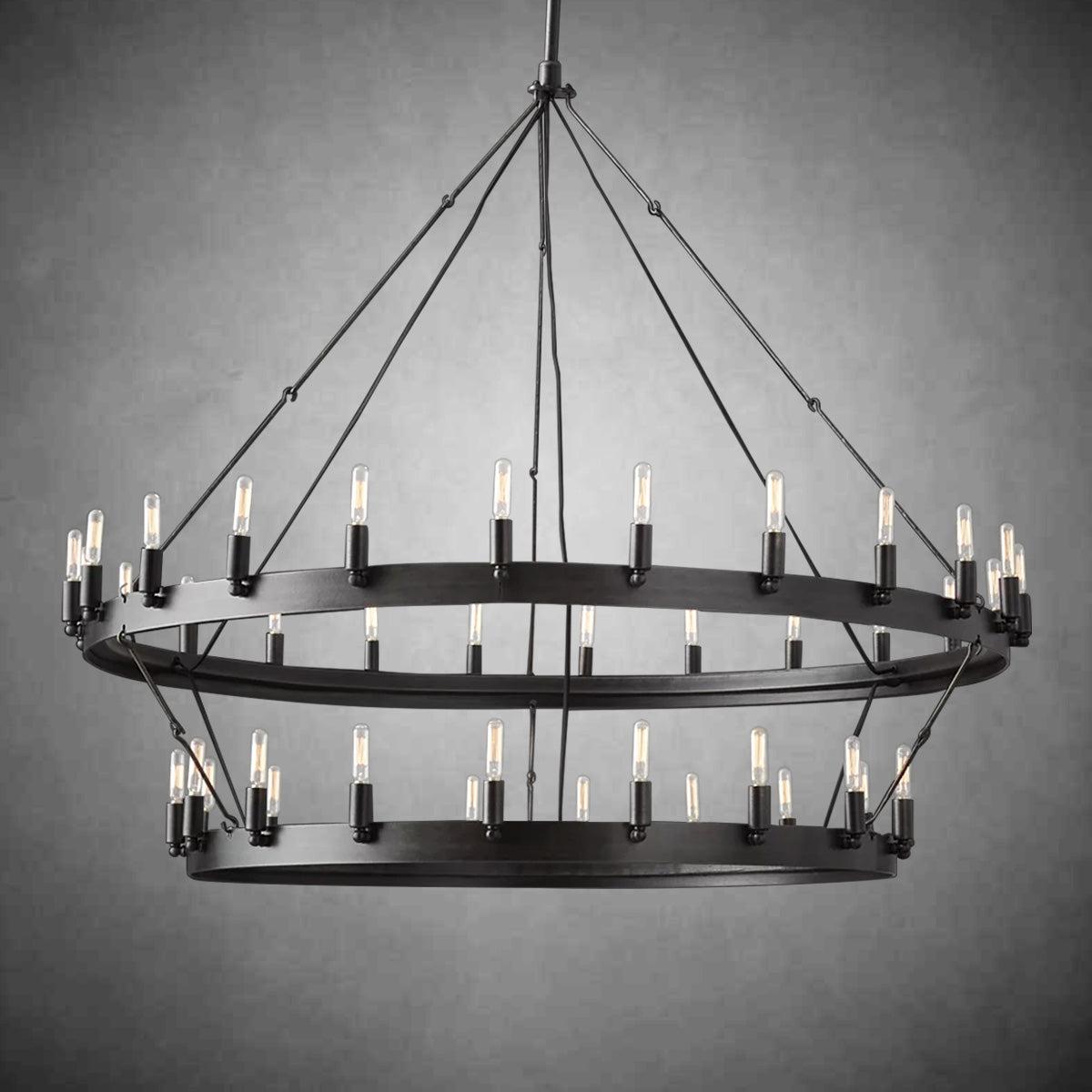 camafz Vintage Filament Two-Tier Round Chandelier 71"