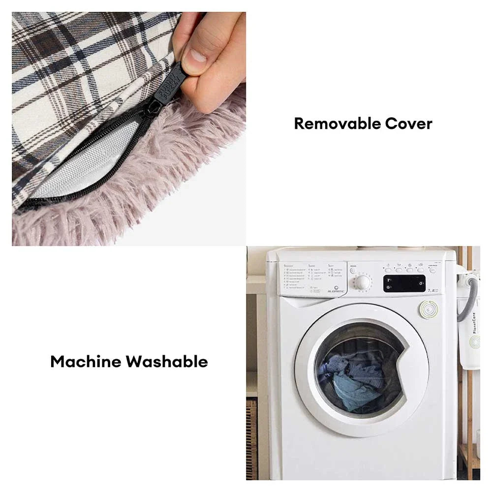 Classical Plaid Dual-Sided Removable Plush Calming Dog Mat