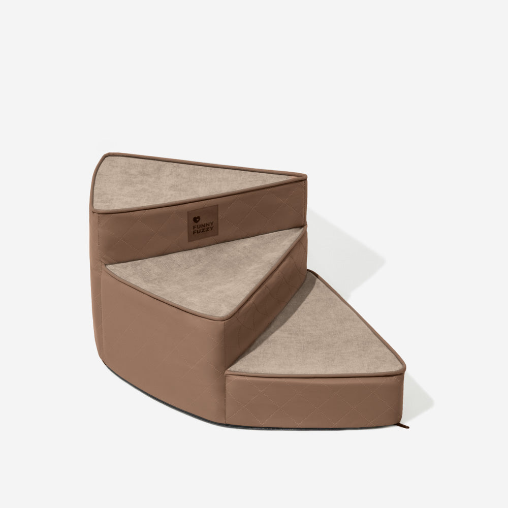 Luxe Water-repellent Faux Leather Removable Spiral Pet Stairs - StepEase