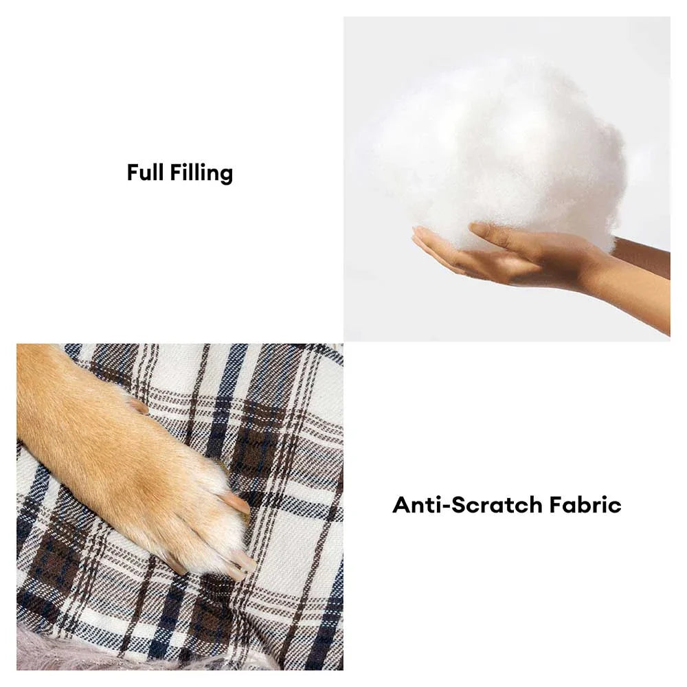 Classical Plaid Dual-Sided Removable Plush Calming Dog Mat