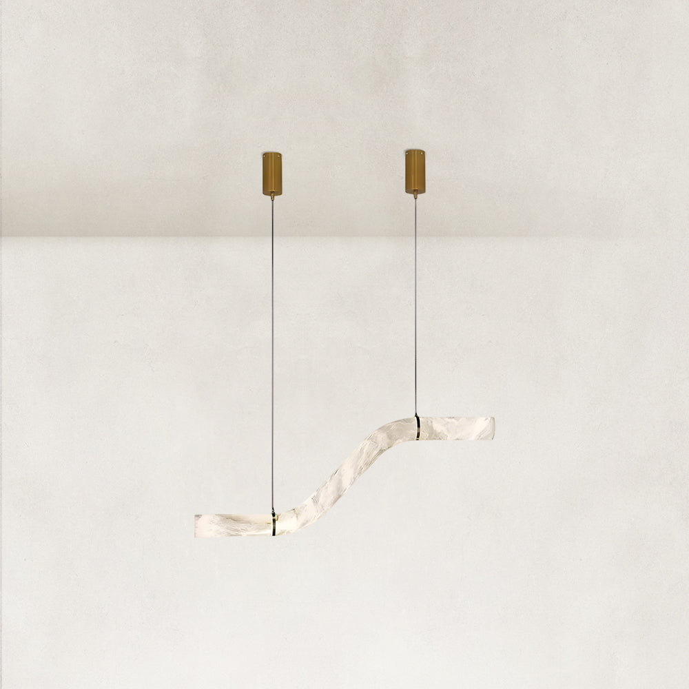 Verve Single Wave Alabaster Tube Pendant Light