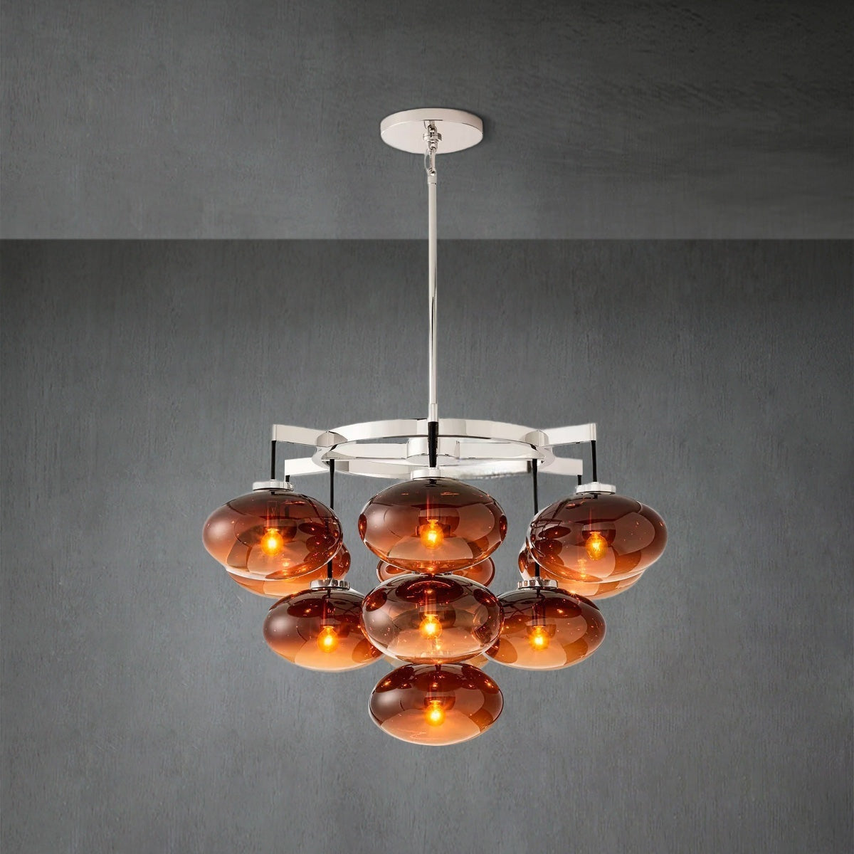 Cabfz Smoke Glass Round Chandelier 36"
