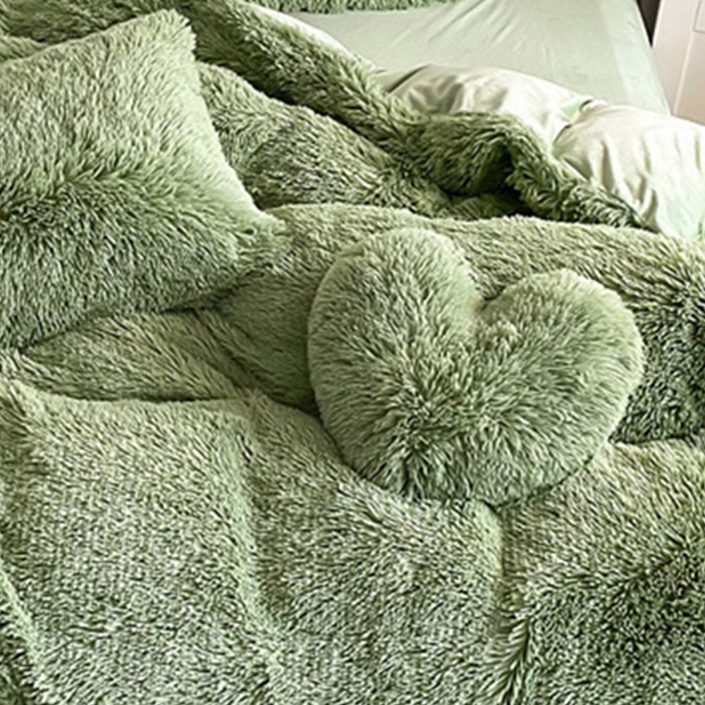 Romantic Luxury Thickened Warm Long Plush Bed Sheet Set - Pillow