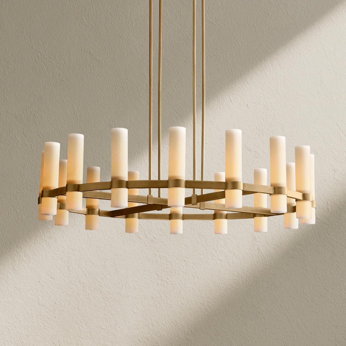 Lavefz Round Milk Glass Chandelier