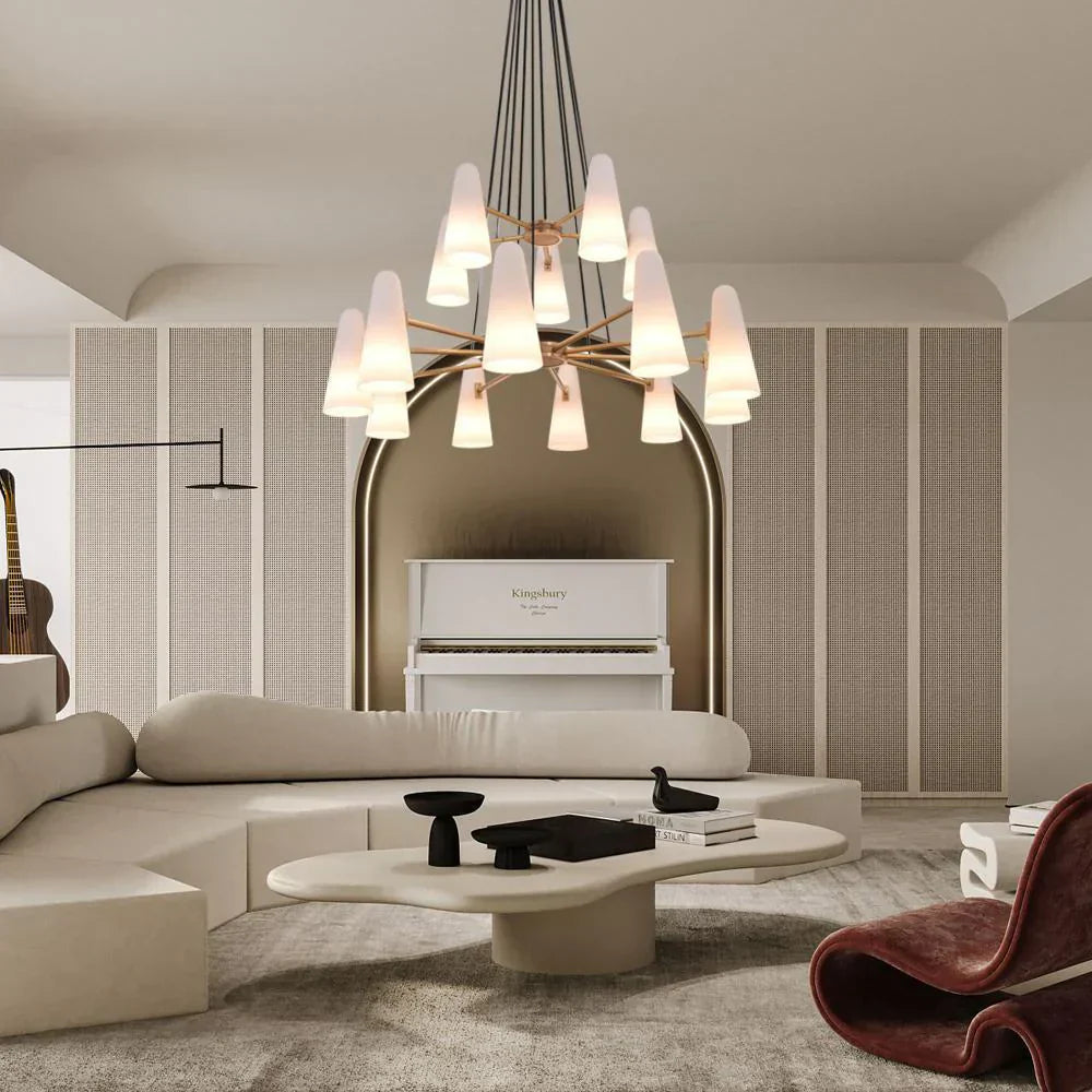 2-Tier White Porcelain Round Chandelier-