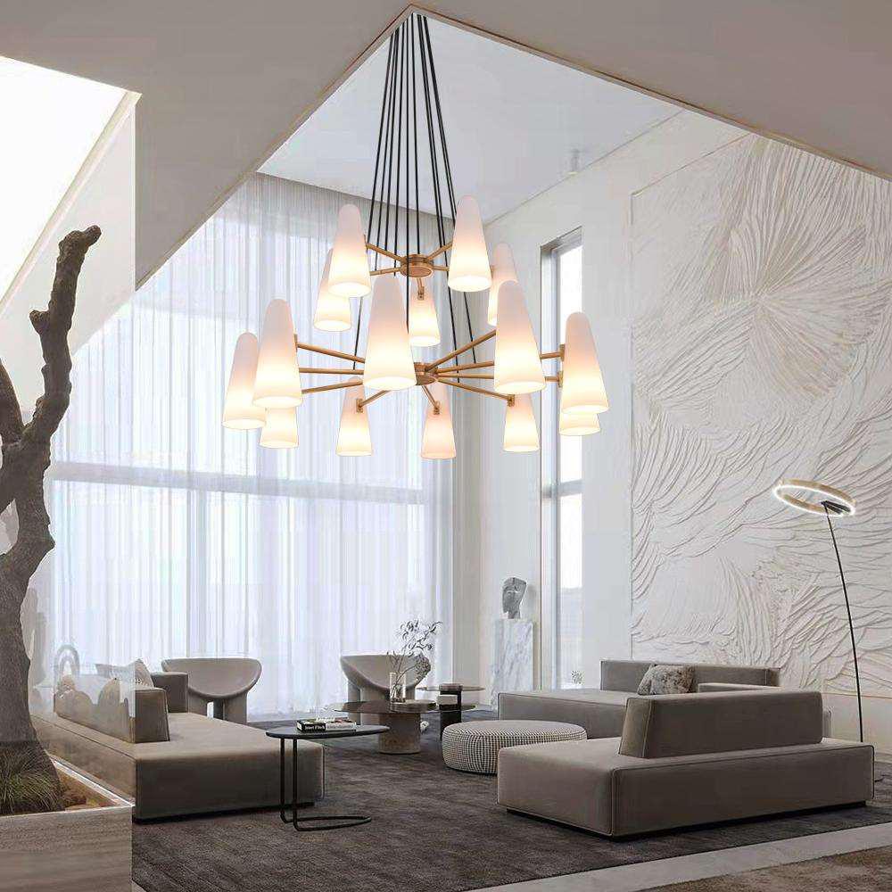2-Tier White Porcelain Round Chandelier-