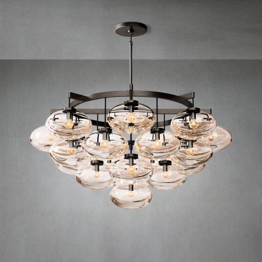 Cabfz Clear Glass Round Chandelier 48"