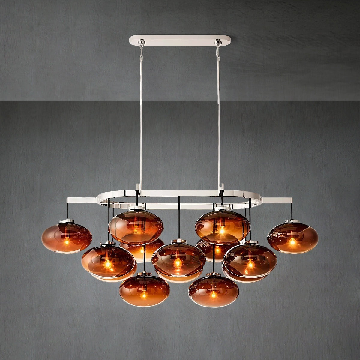 Cabfz Smoke Glass Linear Chandelier 54"