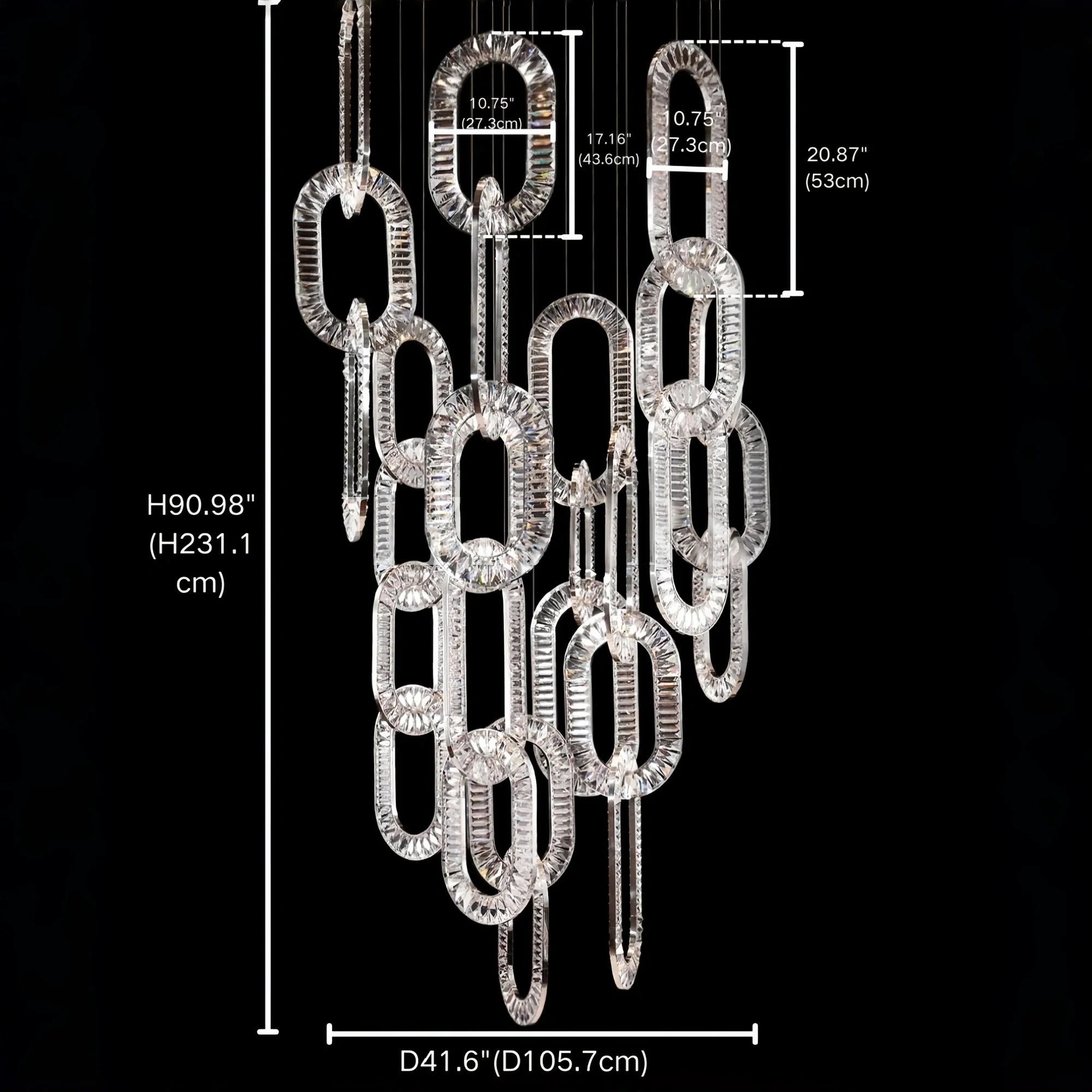 Modern Luxury Crystal Chain Cluster Chandelier for High Ceiling/Dining Room