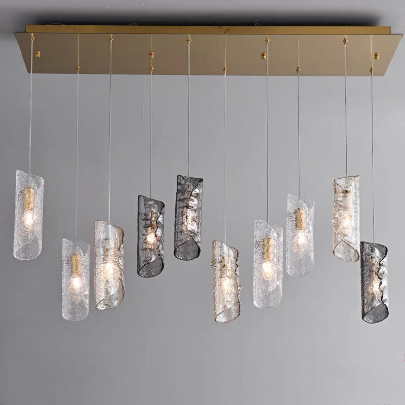 Cascading Textured Glass Chandelier
