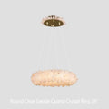 24 - 47 Inch Round Clear Geode Quartz Crystal Ring Pendant Light Modern Chandelier for Living Room - Joyfuzzy