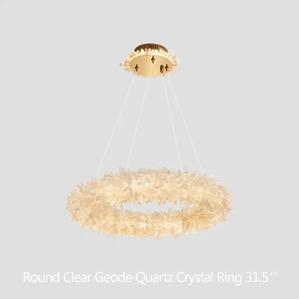 24 - 47 Inch Round Clear Geode Quartz Crystal Ring Pendant Light Modern Chandelier for Living Room - Joyfuzzy