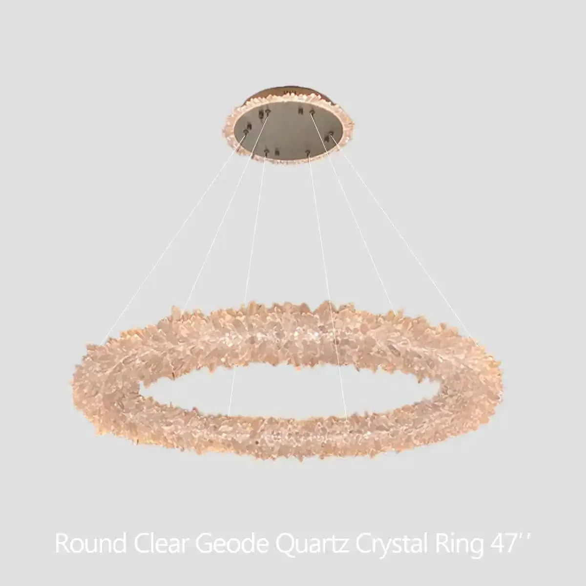24 - 47 Inch Round Clear Geode Quartz Crystal Ring Pendant Light Modern Chandelier for Living Room - Joyfuzzy