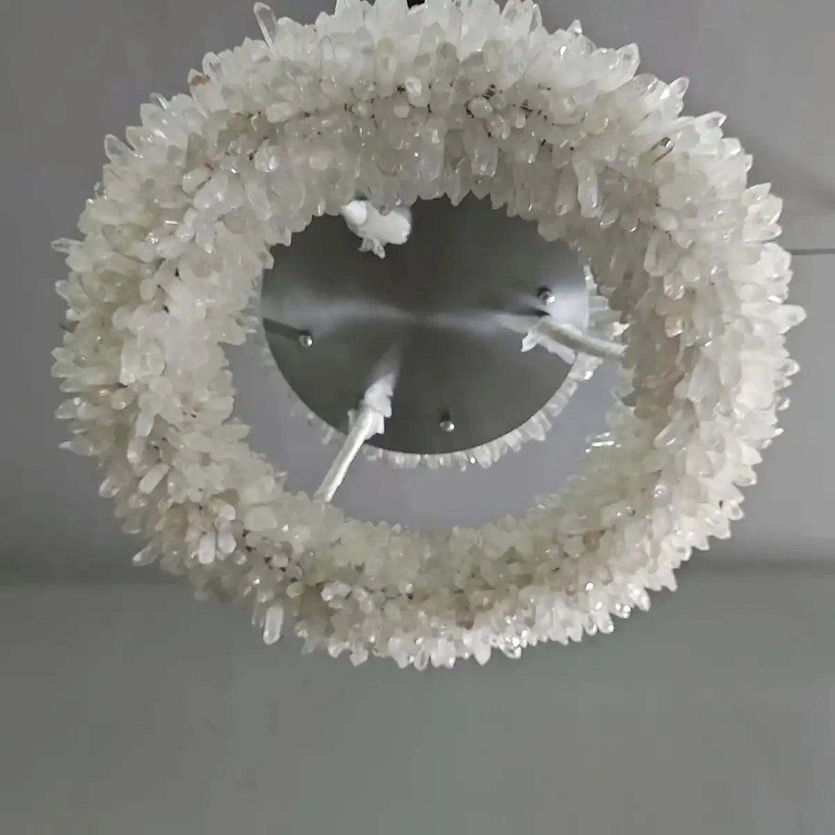 24 - 47 Inch Round Clear Geode Quartz Crystal Ring Pendant Light Modern Chandelier for Living Room - Joyfuzzy