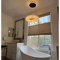 24 - 47 Inch Round Clear Geode Quartz Crystal Ring Pendant Light Modern Chandelier for Living Room - Joyfuzzy
