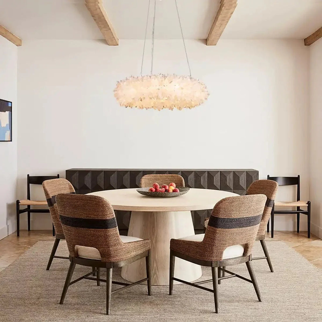 24 - 47 Inch Round Clear Geode Quartz Crystal Ring Pendant Light Modern Chandelier for Living Room - Joyfuzzy