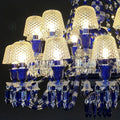 24 Lights Chandelier Blue & Clear Crystal Lighting - Joyfuzzy