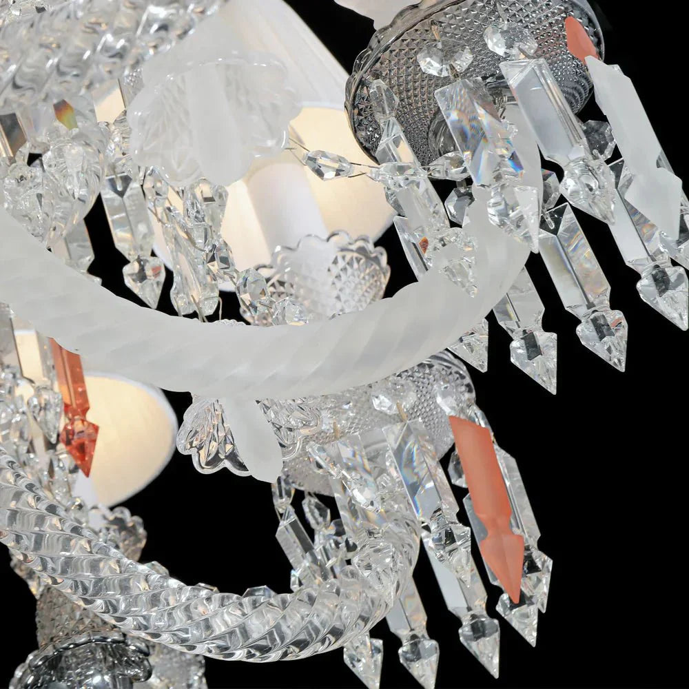 24 Lights Premium Crystal Chandelier with Lampshades - Joyfuzzy