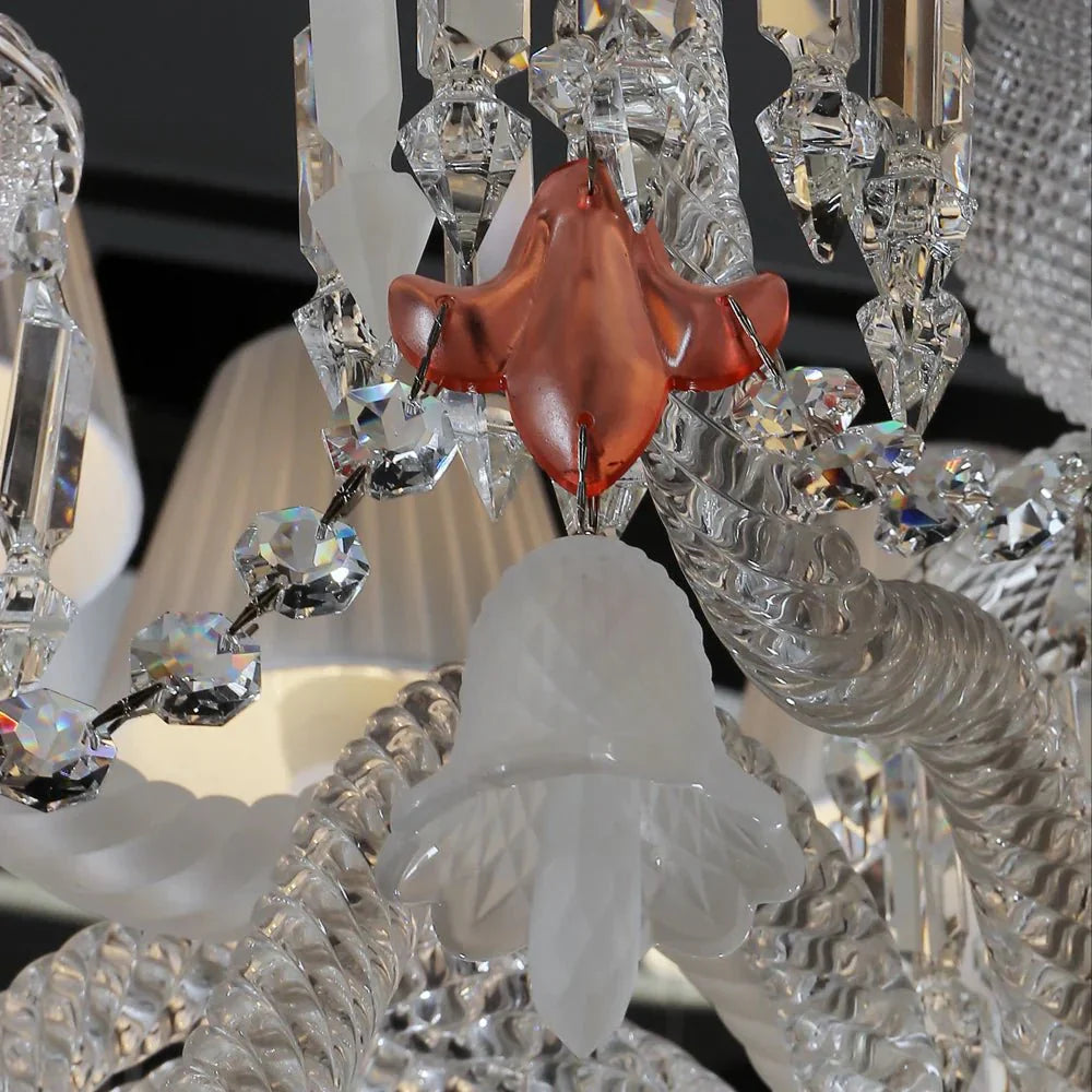 24 Lights Premium Crystal Chandelier with Lampshades - Joyfuzzy