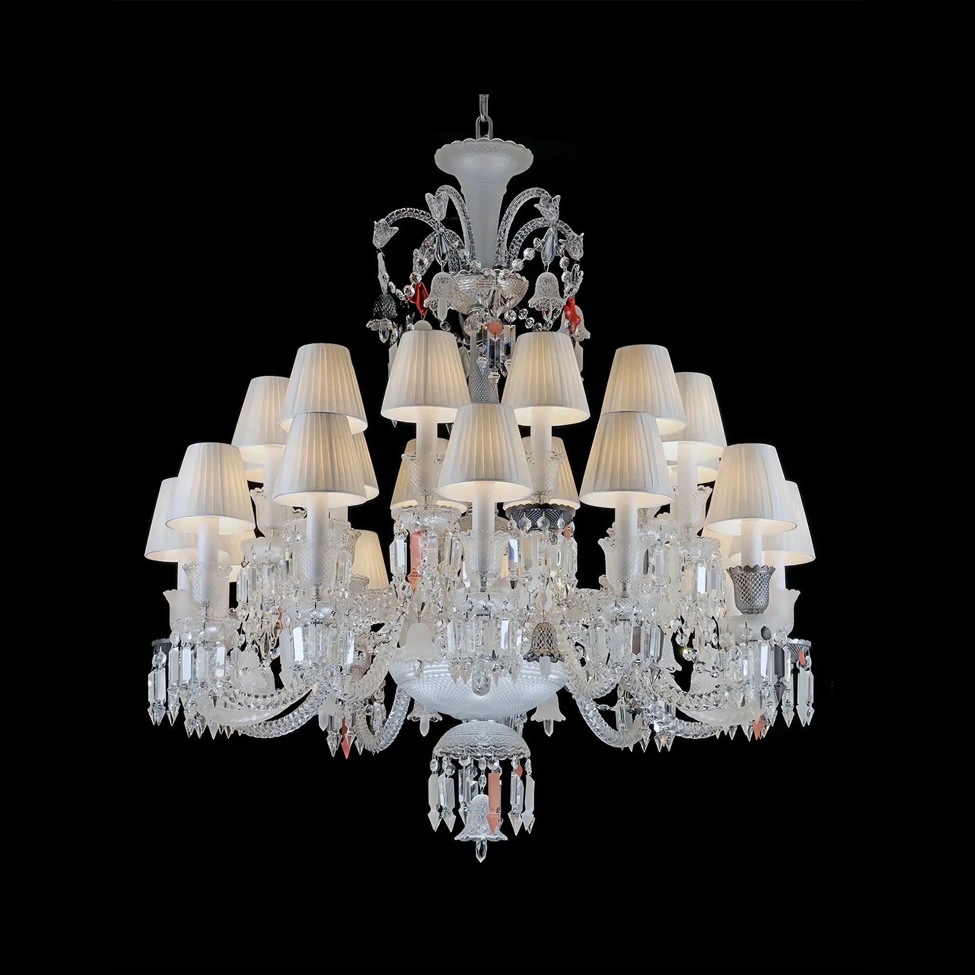 24 Lights Premium Crystal Chandelier with Lampshades - Joyfuzzy