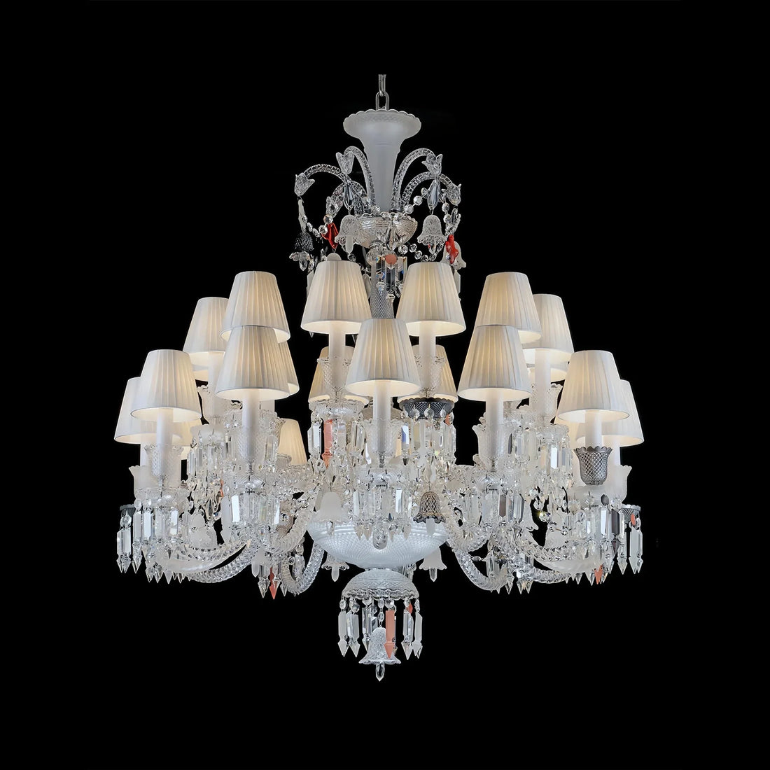 24 Lights Premium Crystal Chandelier with Lampshades - Joyfuzzy
