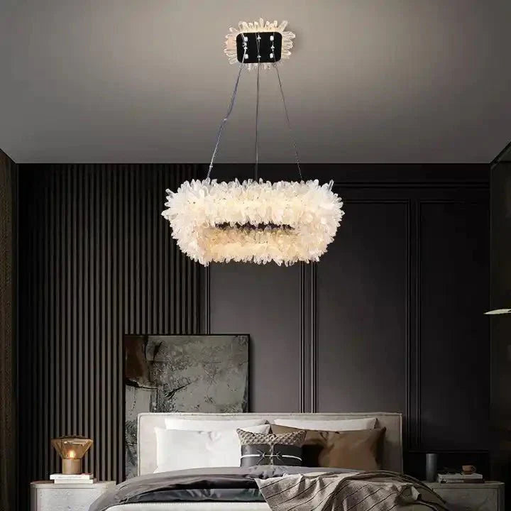24'' Square Modern Geode Quartz Crystal Chandelier - Joyfuzzy