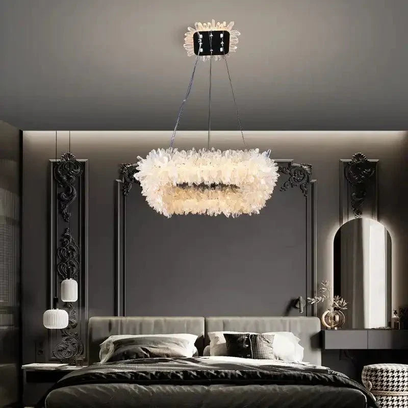 24'' Square Modern Geode Quartz Crystal Chandelier - Joyfuzzy