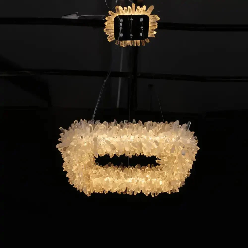 24'' Square Modern Geode Quartz Crystal Chandelier - Joyfuzzy