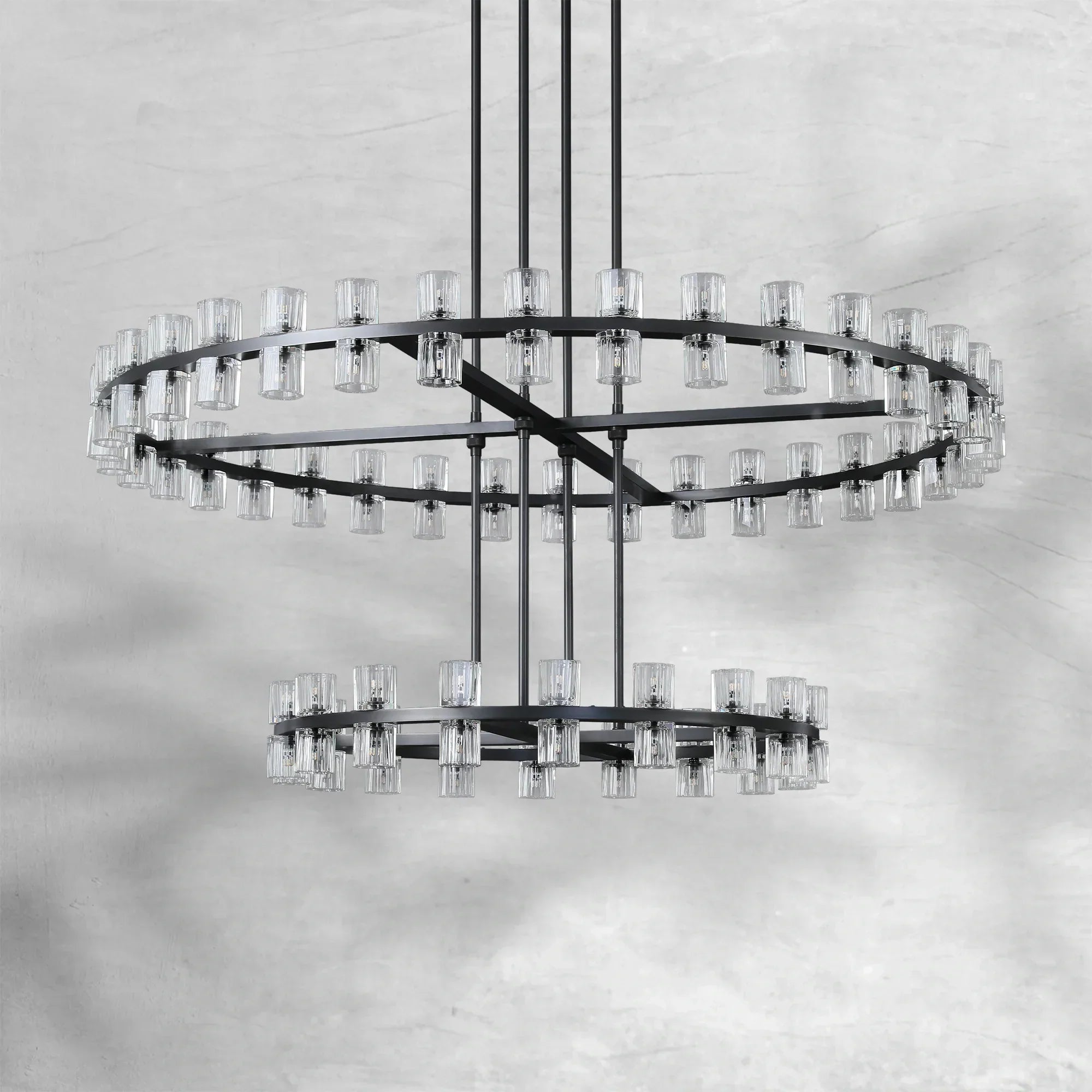 Arcfz Crystal Round 2-Tier Chandelier 60"