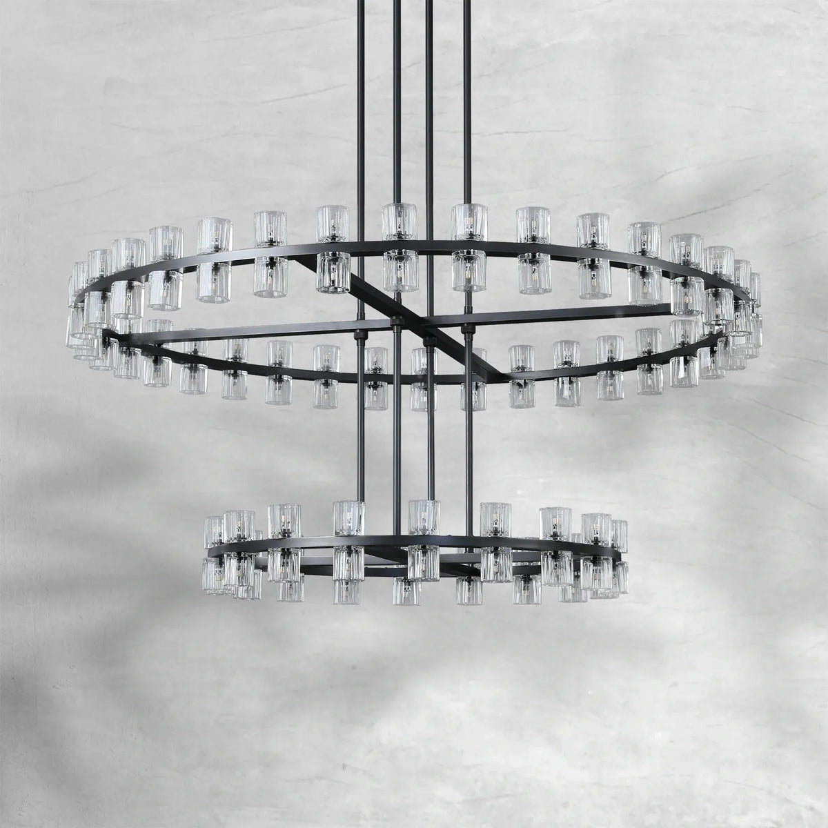 Arcfz Crystal Round 2-Tier Chandelier 60"