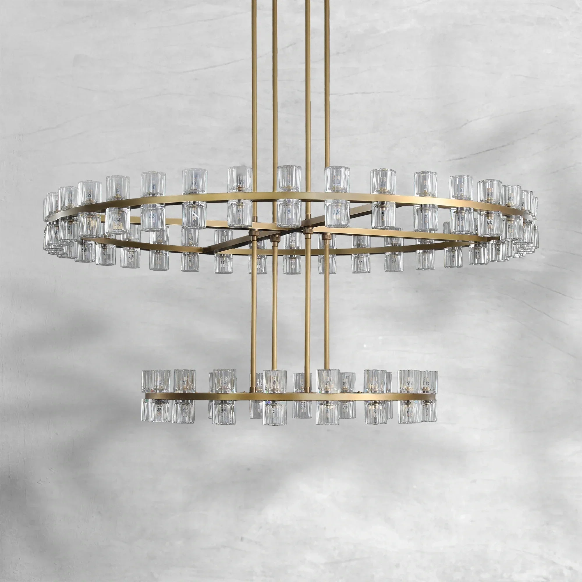 Arcfz Crystal Round 2-Tier Chandelier 60"