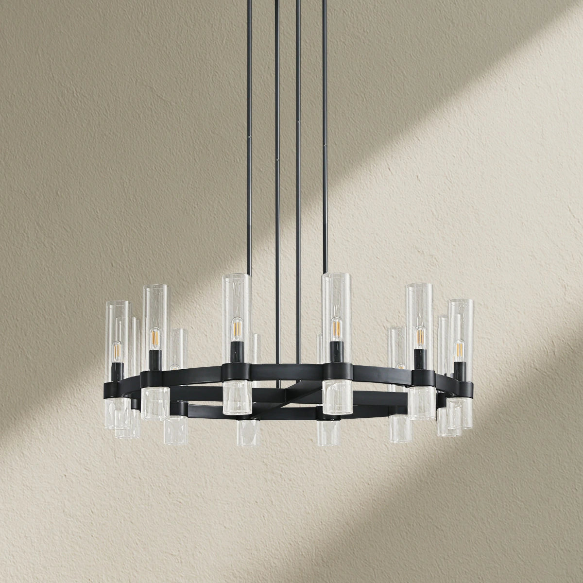 Lavefz Round Blown Glass Chandelier 36"