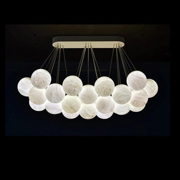 27 - Alabaster Ball Chandelier, Luxury Model Lighting - Joyfuzzy