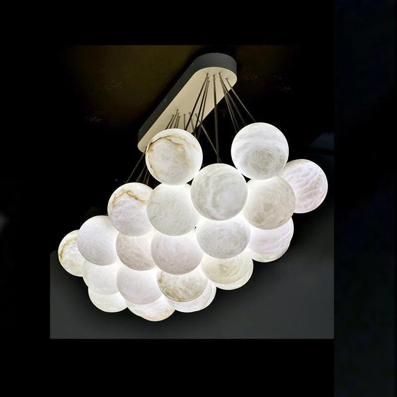 27 - Alabaster Ball Chandelier, Luxury Model Lighting - Joyfuzzy