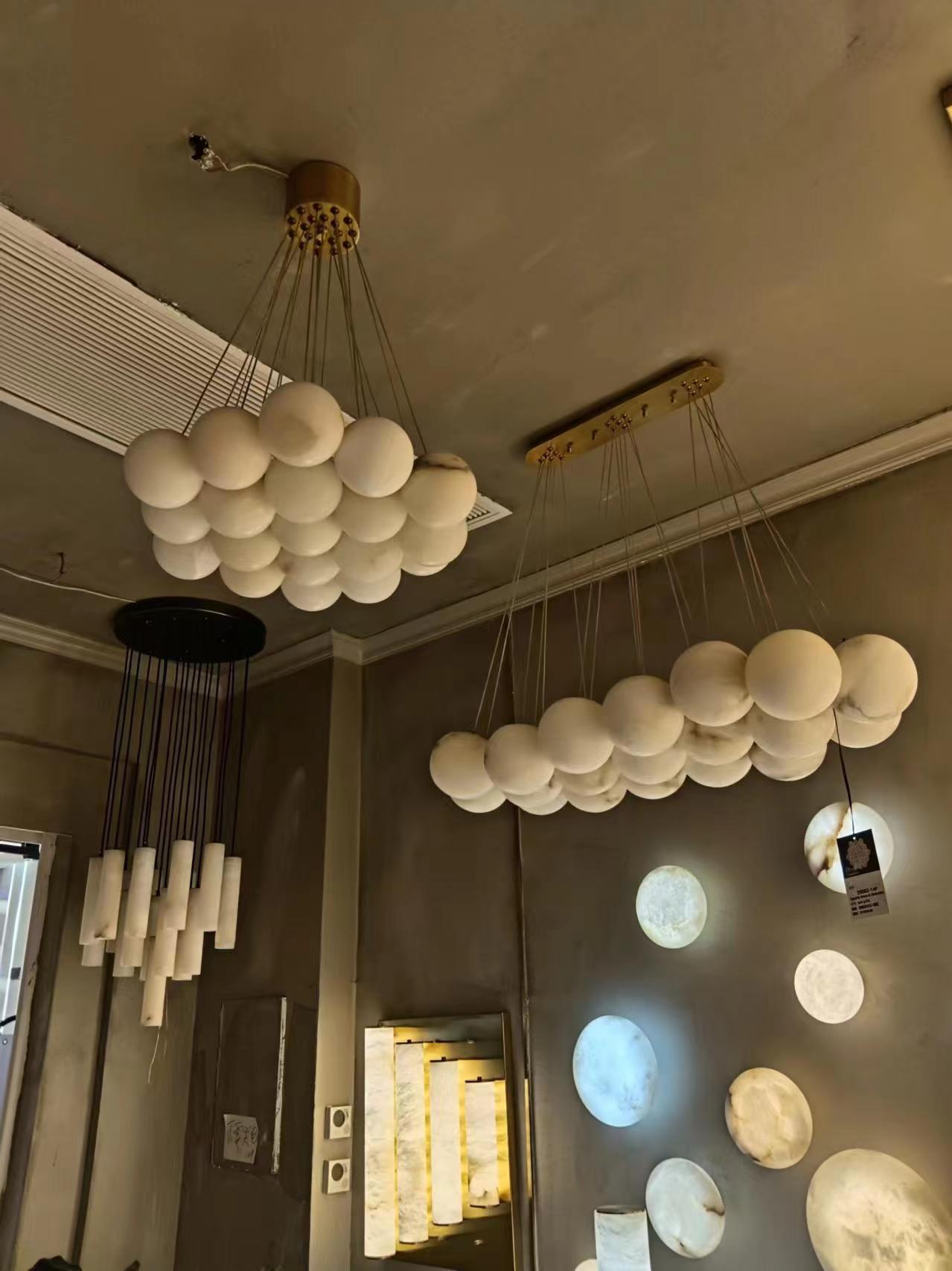 27 - Alabaster Ball Chandelier, Luxury Model Lighting - Joyfuzzy