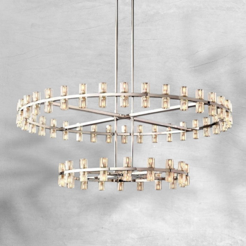 Arcfz Crystal Round 2-Tier Chandelier 60"