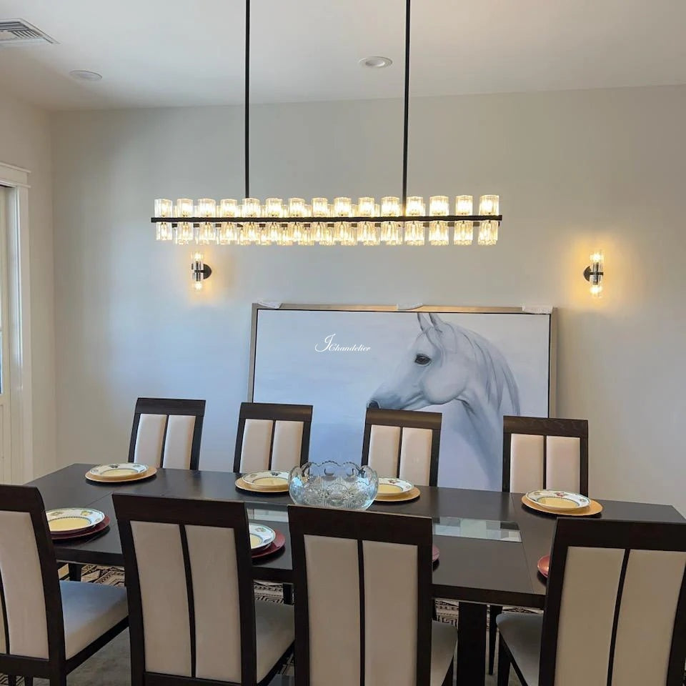 Arcfz Crystal Rectangular Chandelier 72"