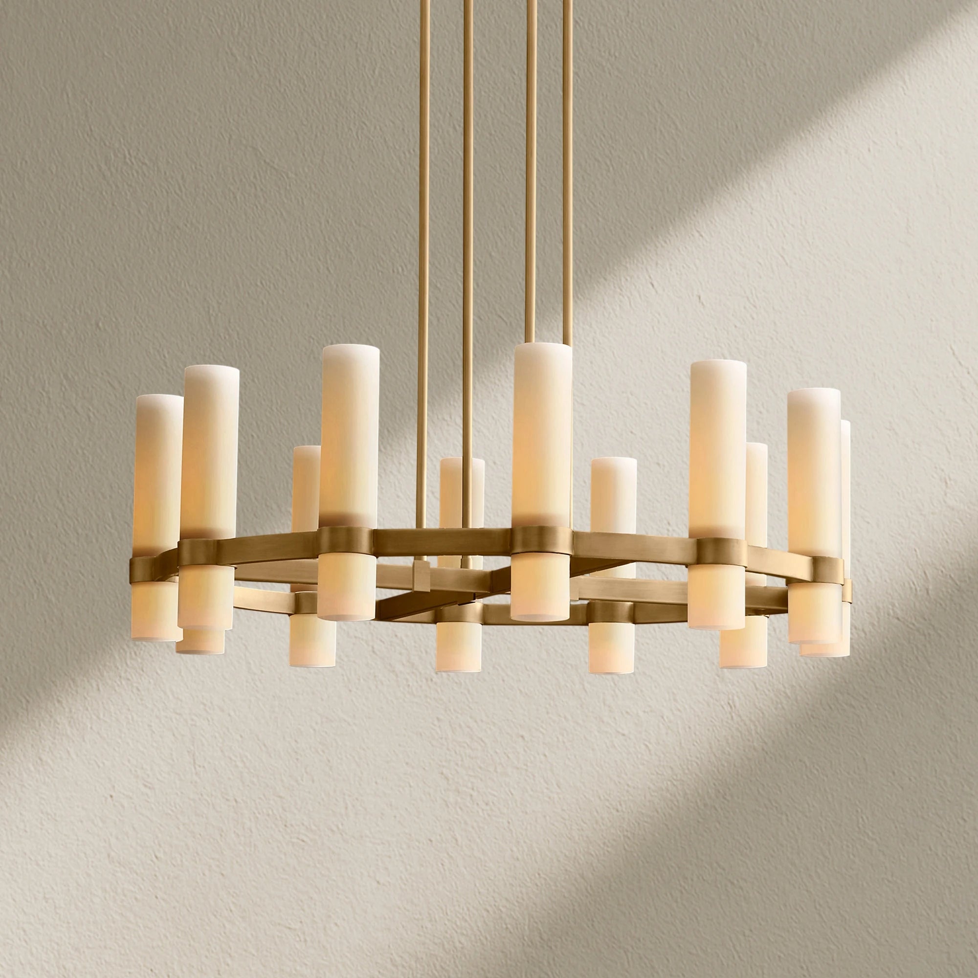 Lavefz Round Milk Glass Chandelier
