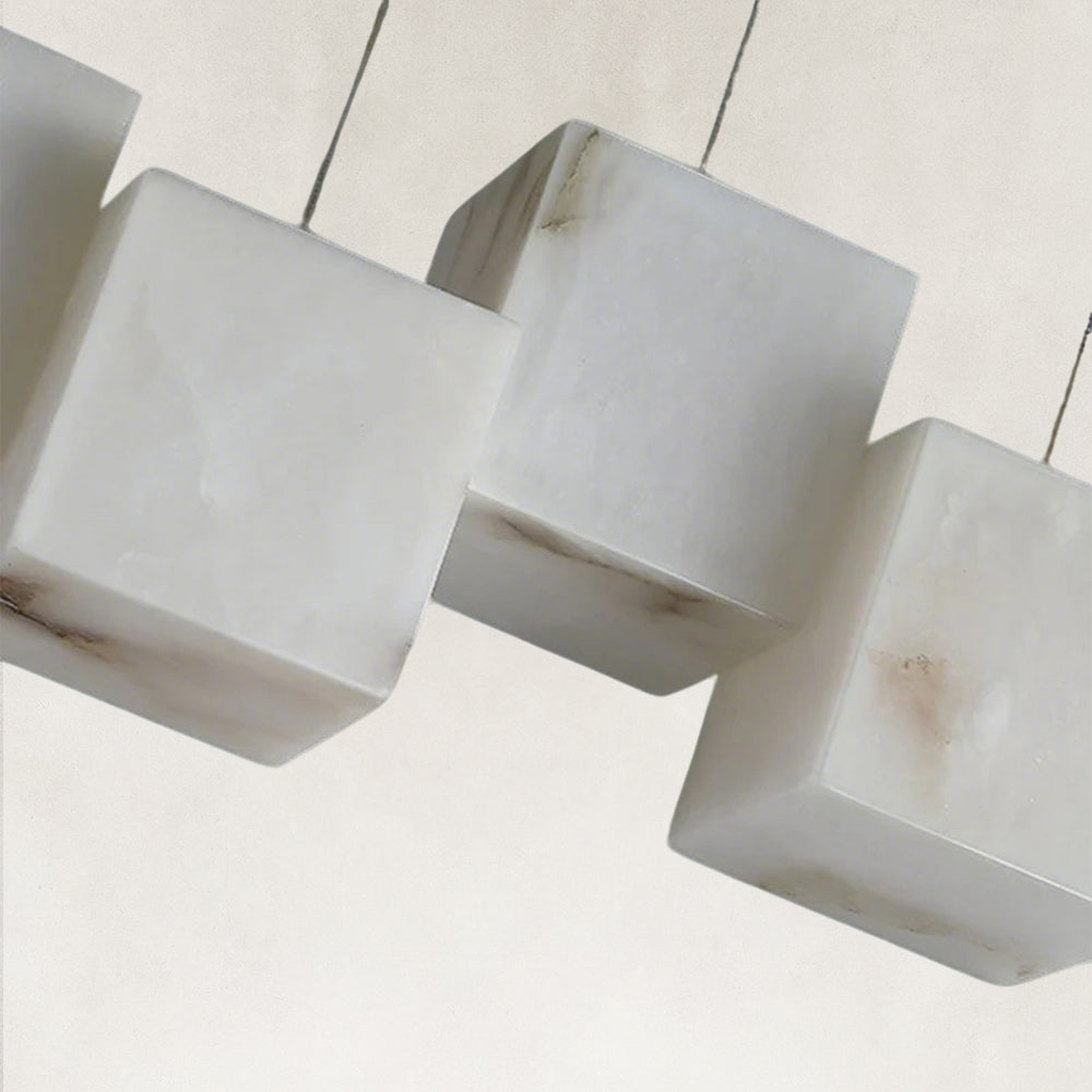 Nura Cube Natural Alabaster 1 Light Pendant 4.7"D