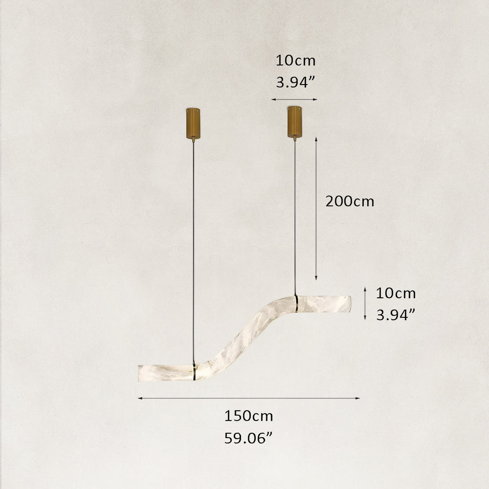 Verve Single Wave Alabaster Tube Pendant Light