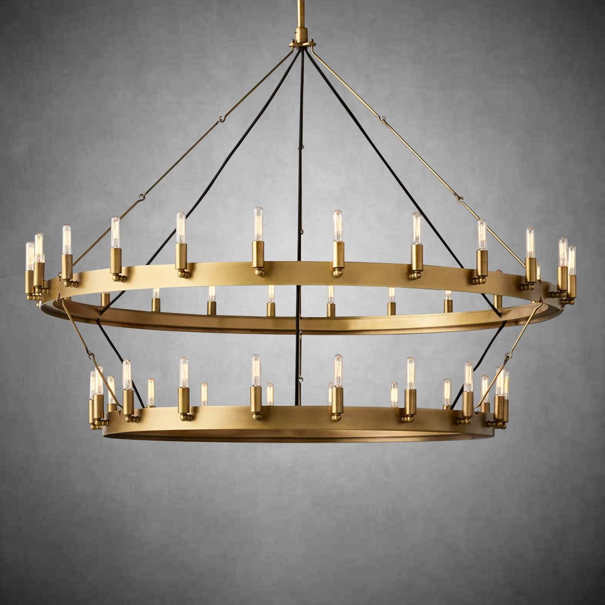 camafz Vintage Filament Two-Tier Round Chandelier 71"