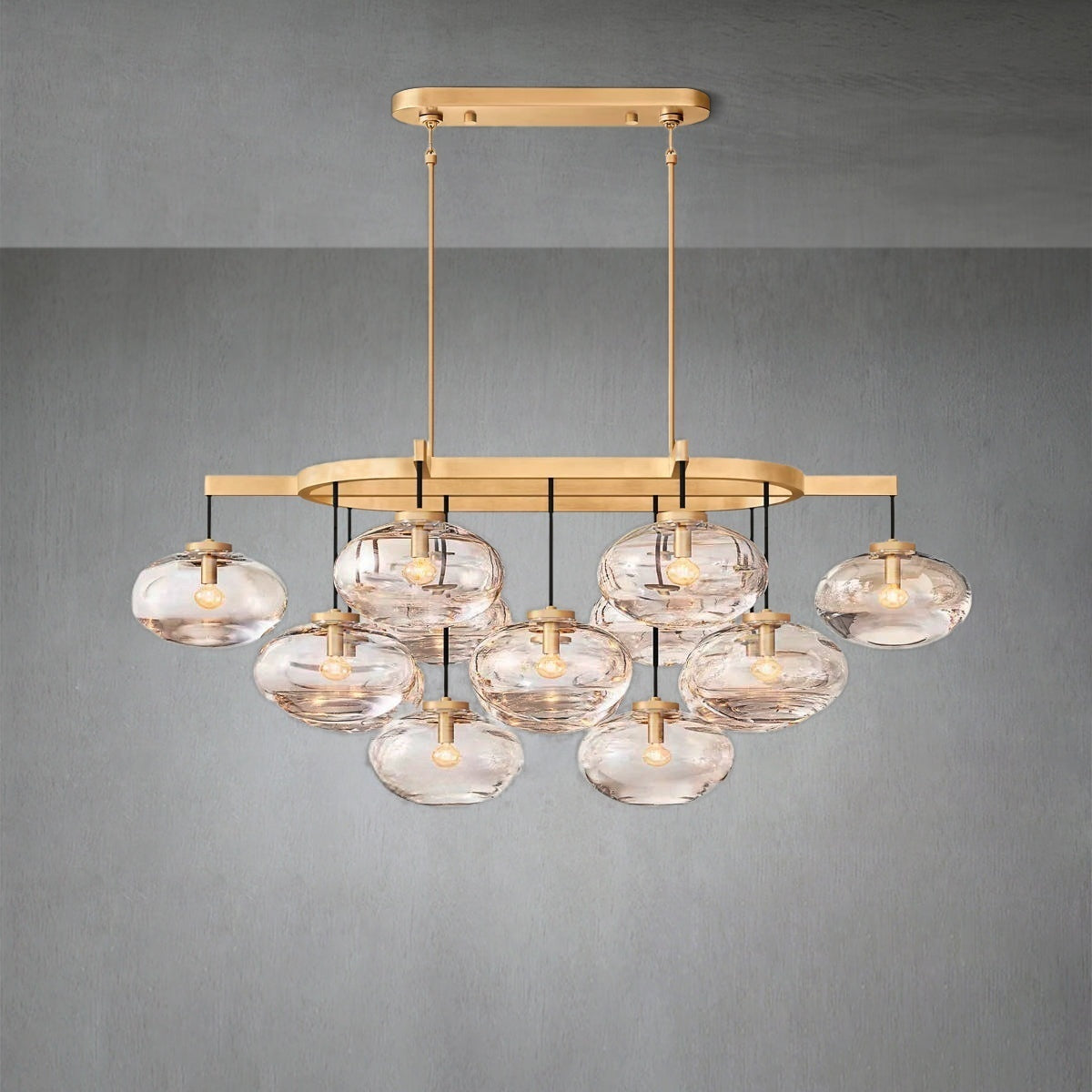 Cabfz Clear Glass Linear Chandelier 54"