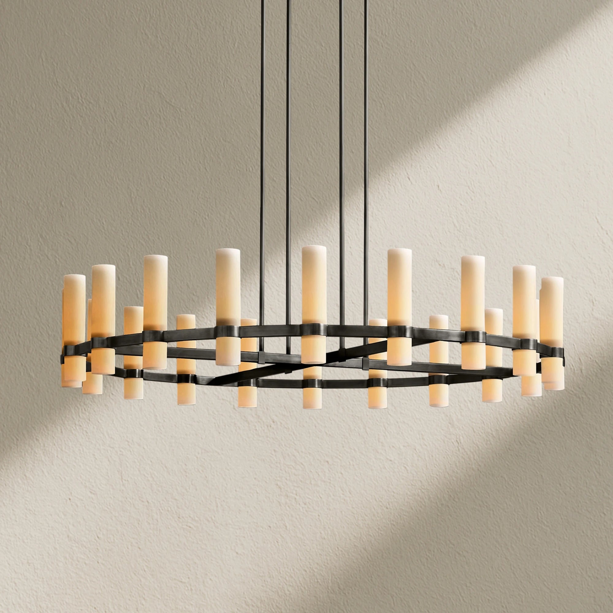 Lavefz Round Milk Glass Chandelier
